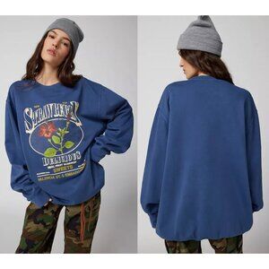 NEW Urban Outfitters Strawberry Pullover Blue Sweatshirt size M
